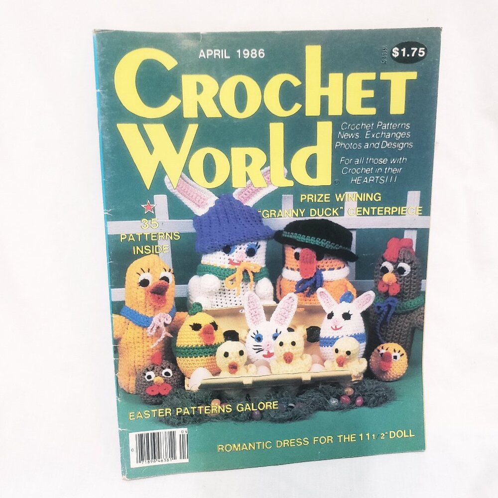 Crochet World Magazine April 1986 Duck Easter Chicks Romantic Dress 35 Patterns